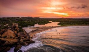 Arugam Bay beach sunset in sri lanka